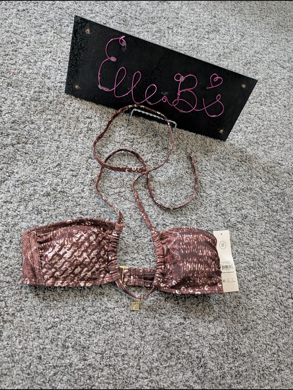 Nwt No Boundaries Brown Snakeskin Bikini Top Xxs